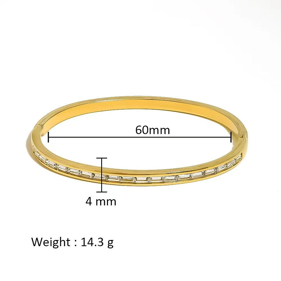 Thumbnail: Waterproof Zirconia Cuff Bangles for Women Men 18k Gold Plated Stainless Steel 