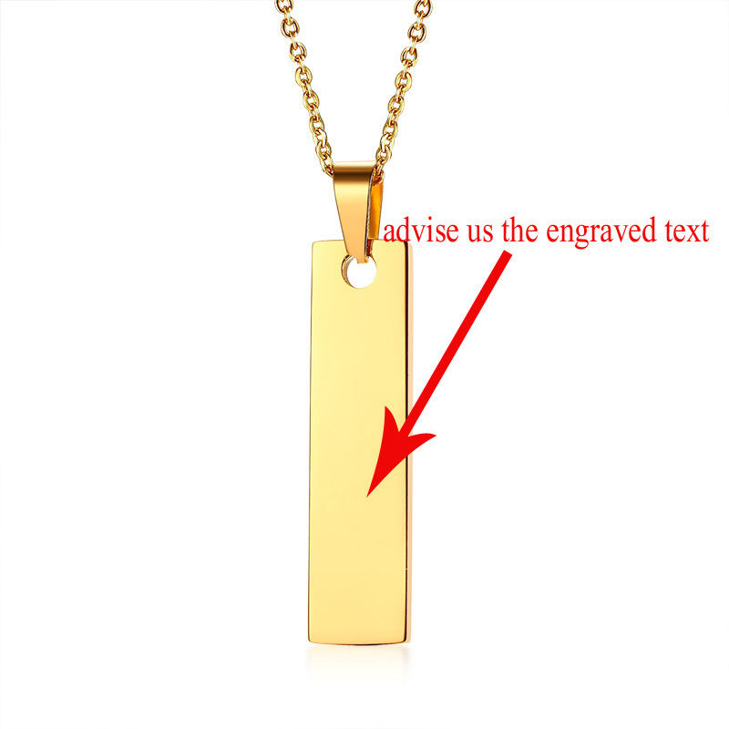 Thumbnail: Personalized Women Bar Necklaces Pendant Custom Name Stainless Steel Charm Fema