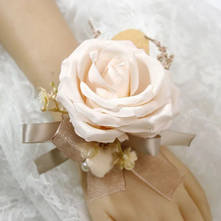 Miniatura: Vintage Coffee Artifical Flowers Groom Boutonnieres Handmade Buttonhole Pins Br