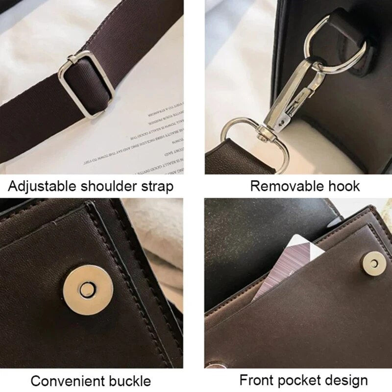 Thumbnail: Classic Designer PU Leather Crossbody Bag for Women Travel Handle Handbag Fashi