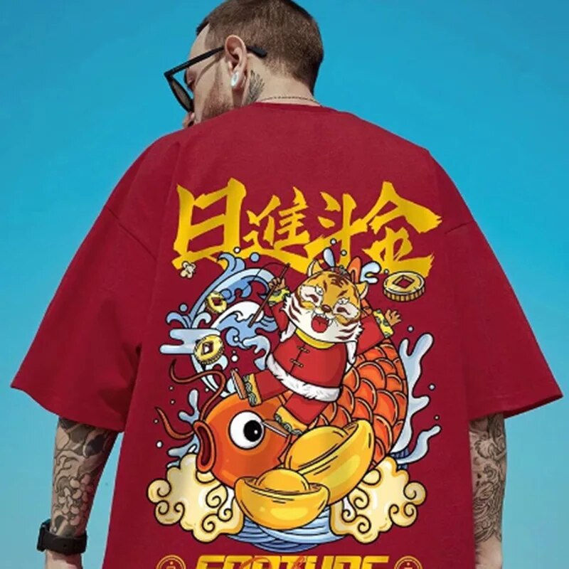 Miniatura: Men's Casual T-shirt Oversized Graphic T Shirts Loose Zodiac Pure Cotton Y2k To