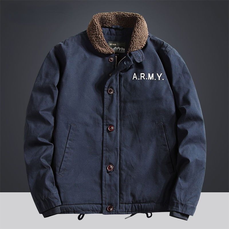 Thumbnail: Autumn and Winter Parka Men's Street Fashion Wool Thickened Warm Pilot Jacket C