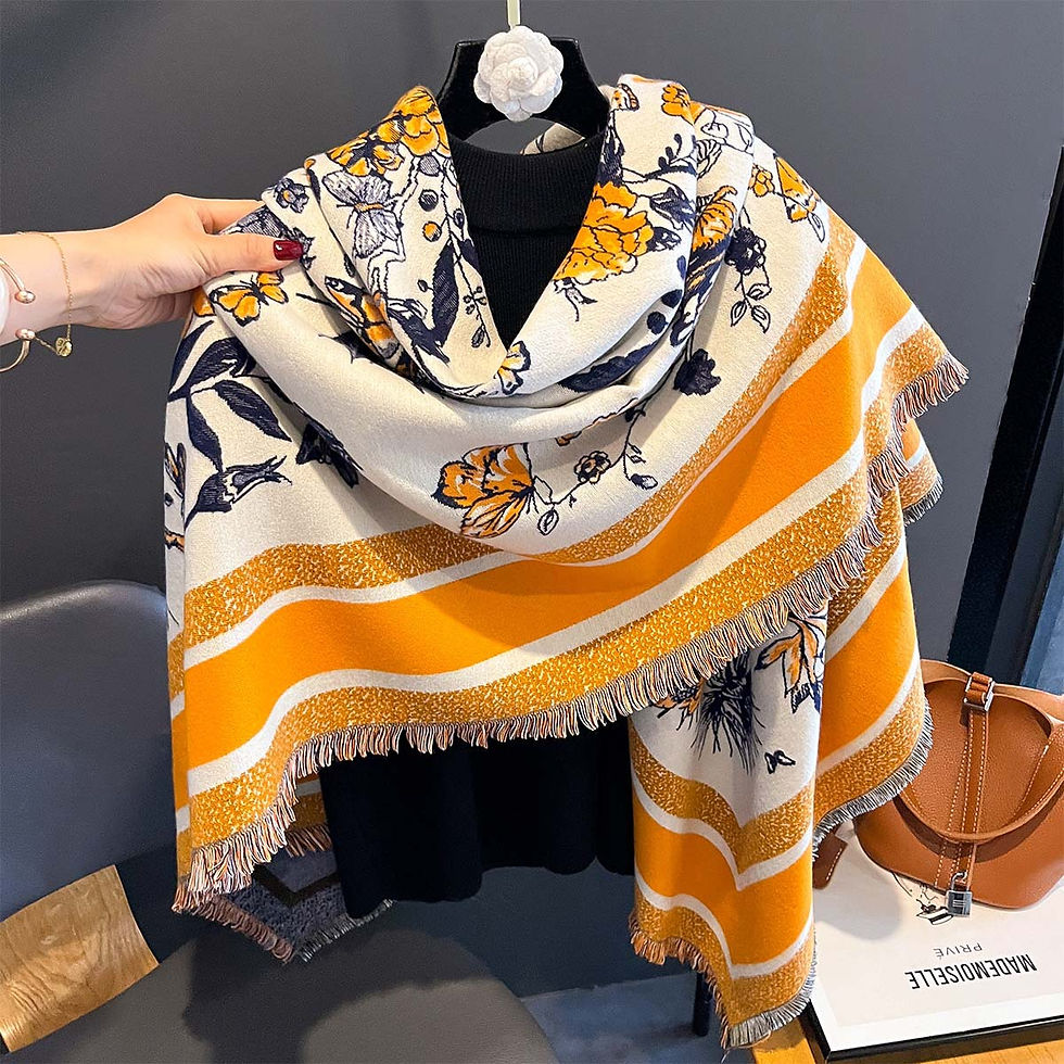 Thumbnail: Luxury Women Cashmere Floral Pattern Thick Winter Warm Scarf Big Shawl Fashion
