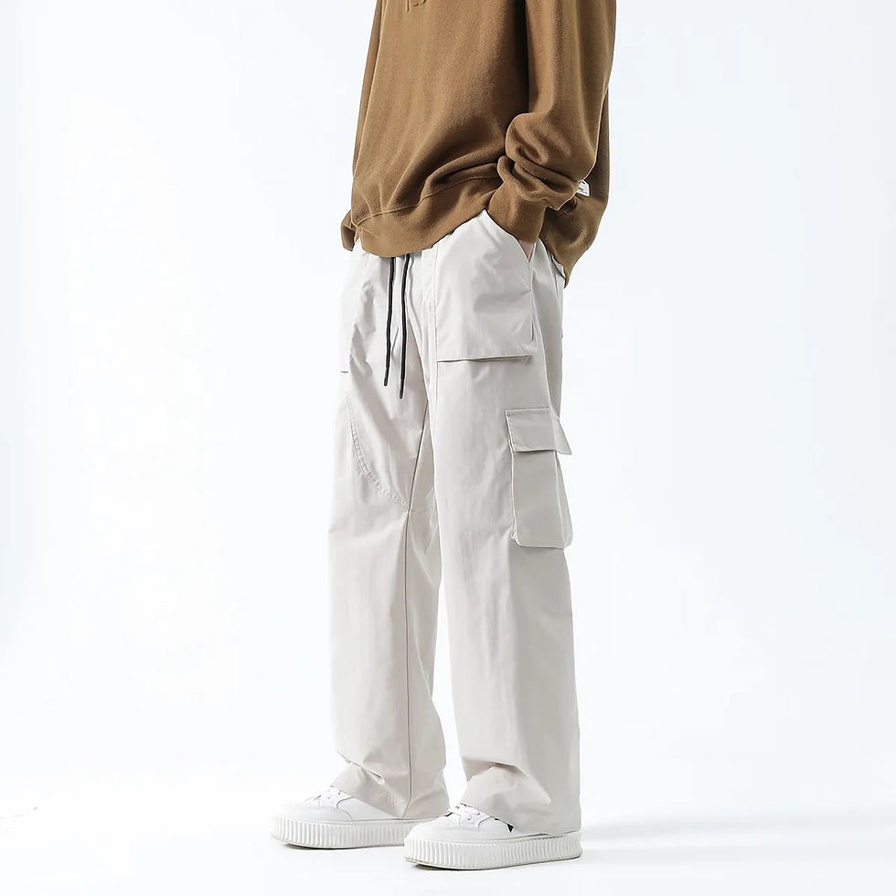 Miniatura: Streetwear Hip Hop Joggers Cargo Pants Men Multi-Pocket Elastic Waist Harem Tro