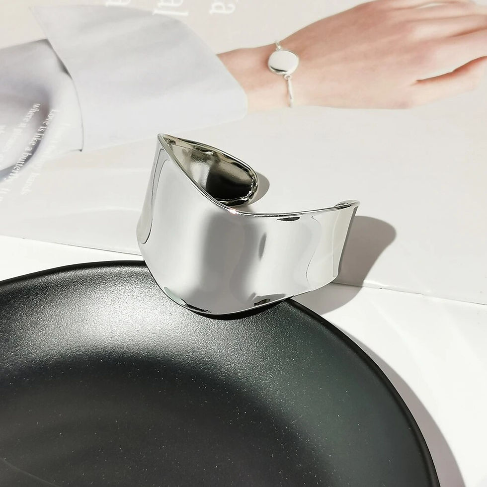 Thumbnail: KDLUN Punk Smooth Metal Cuff Bracelets & Bangles For Women Statement Opened All