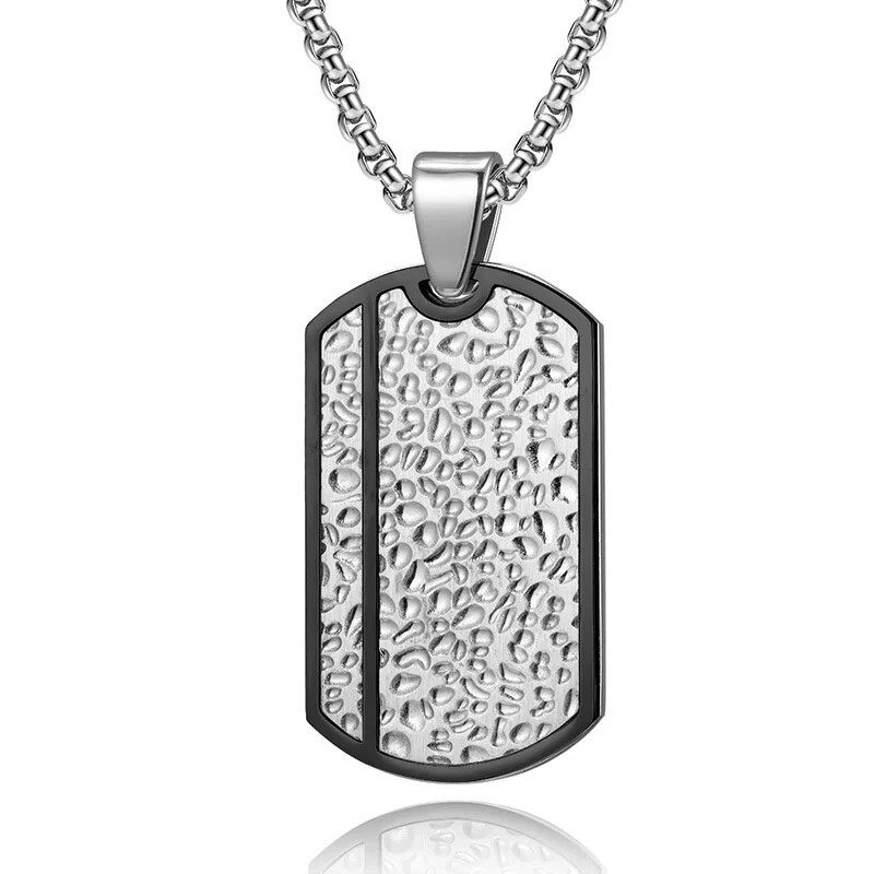 Thumbnail: Personalized men's military army dog tag pendant necklace with 24 inches box ch