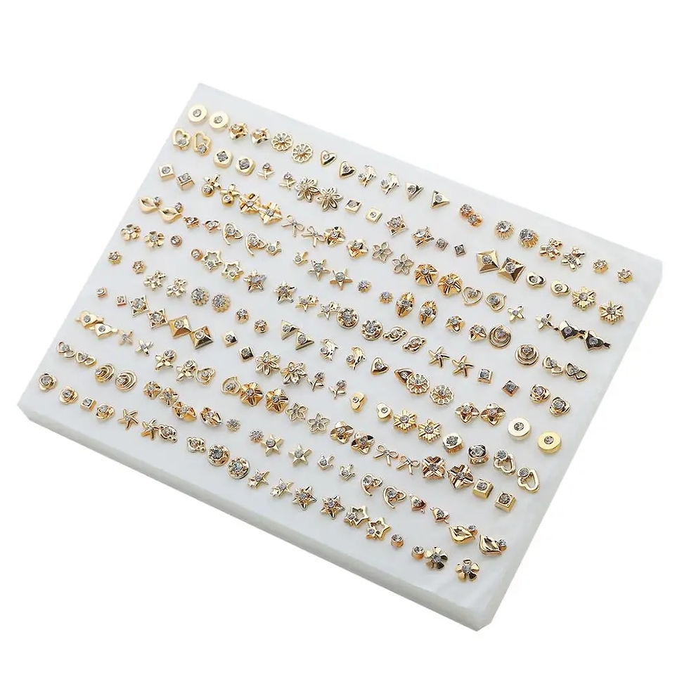 Miniaturbild: 100Pair Women Acrylic Crystal Small Stud Earrings Set Girls Child Heart Star An