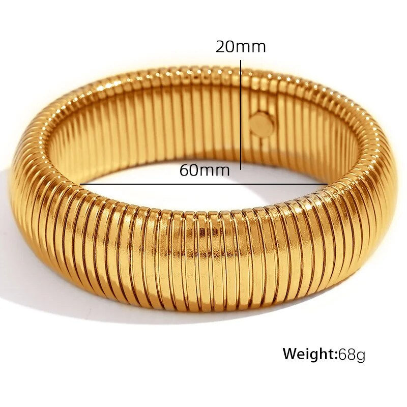 Thumbnail: 18k Gold Plated Stainless Steel Snake Twist Elastic Bracelets for Women Punk Fa