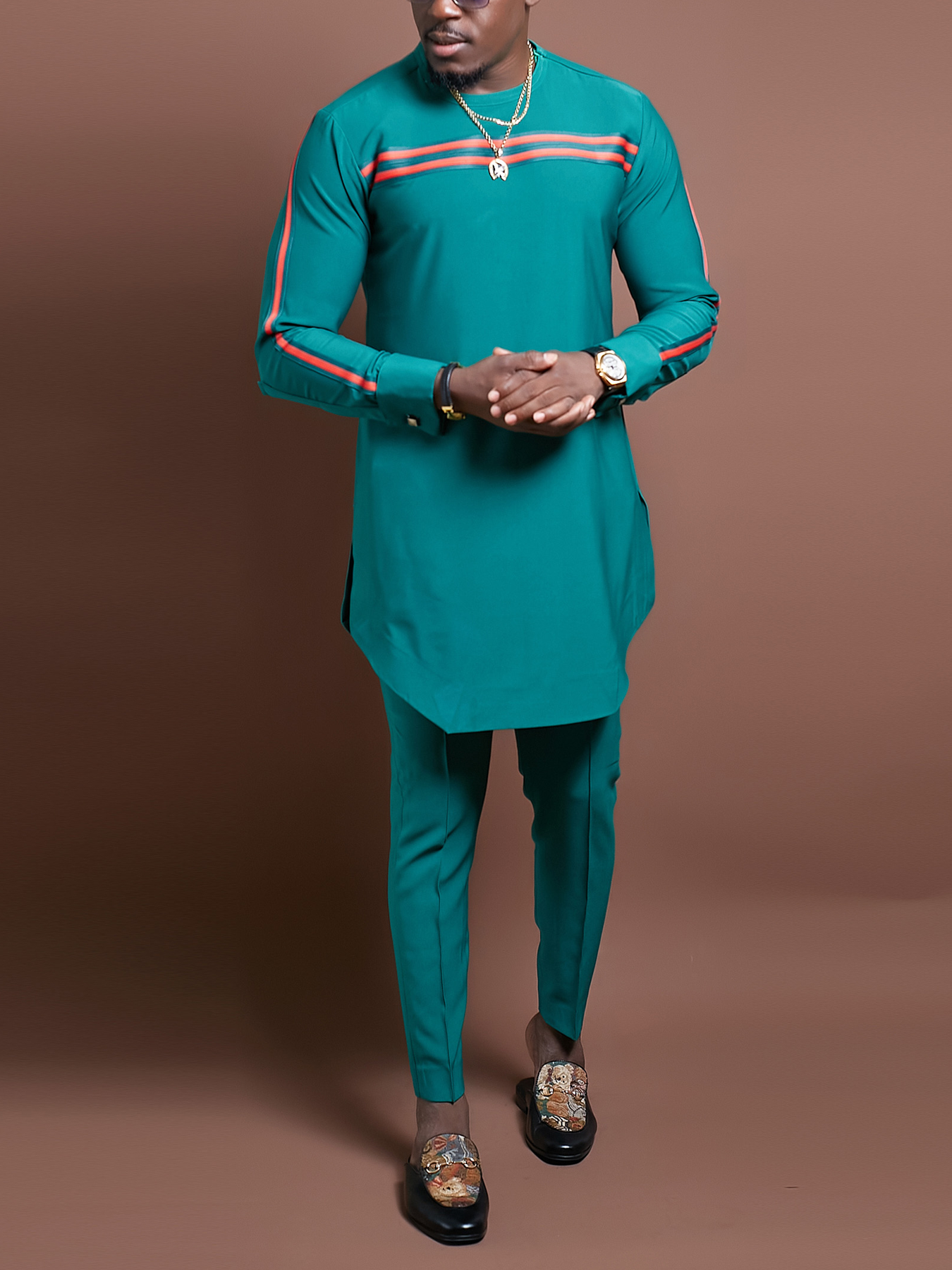 2024 New in Dashiki Style Men's Suit African Traditional Clothing Elegant Two-p