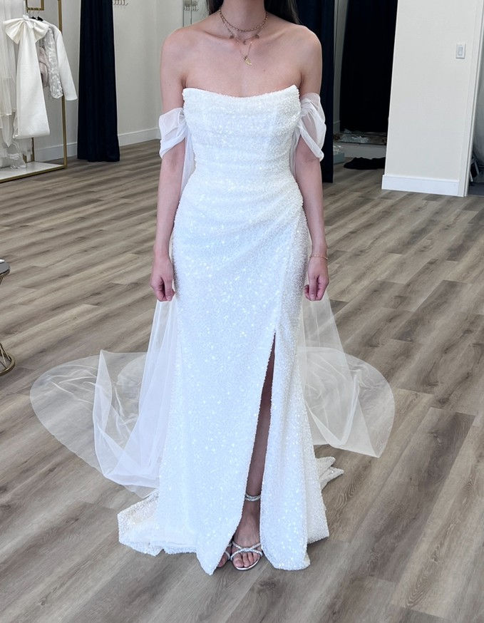 תמונה ממוזערת: Glitter Beading Mermaid Slit Wedding Dresses 2024 Strapless Floor Length Elegan