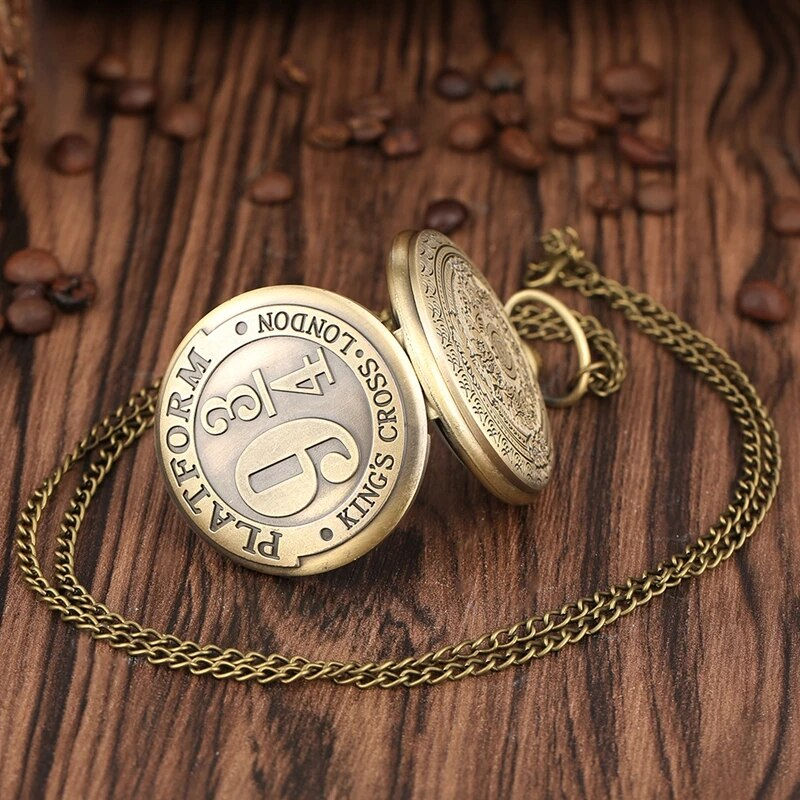 Thumbnail: Hot Movie Extension King's Cross London 9 3/4 Platform Quartz Pocket Watch Bron