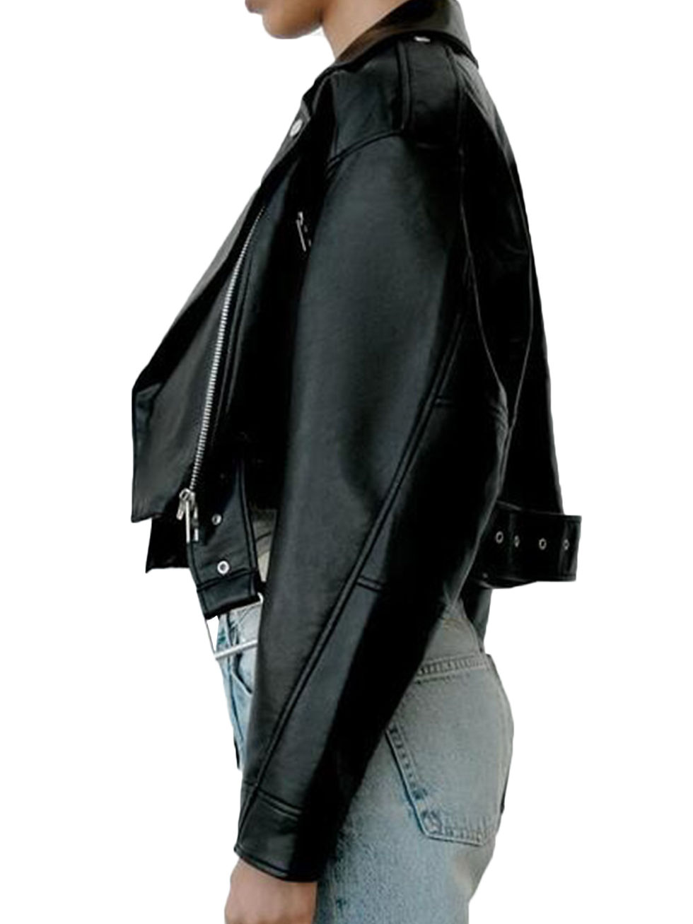 Thumbnail: Fitaylor Women Faux PU Leather Jacket Casual Lady Lapel Zipper Short Leather Ja