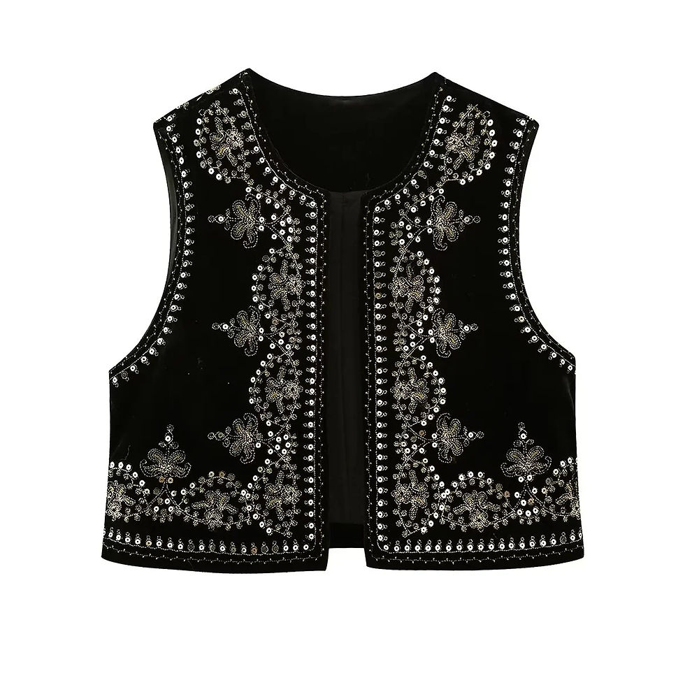 Thumbnail: KONDALA Vintage Autumn Velvet Embroidery Vest Jackets Women V Neck Sleeveless B
