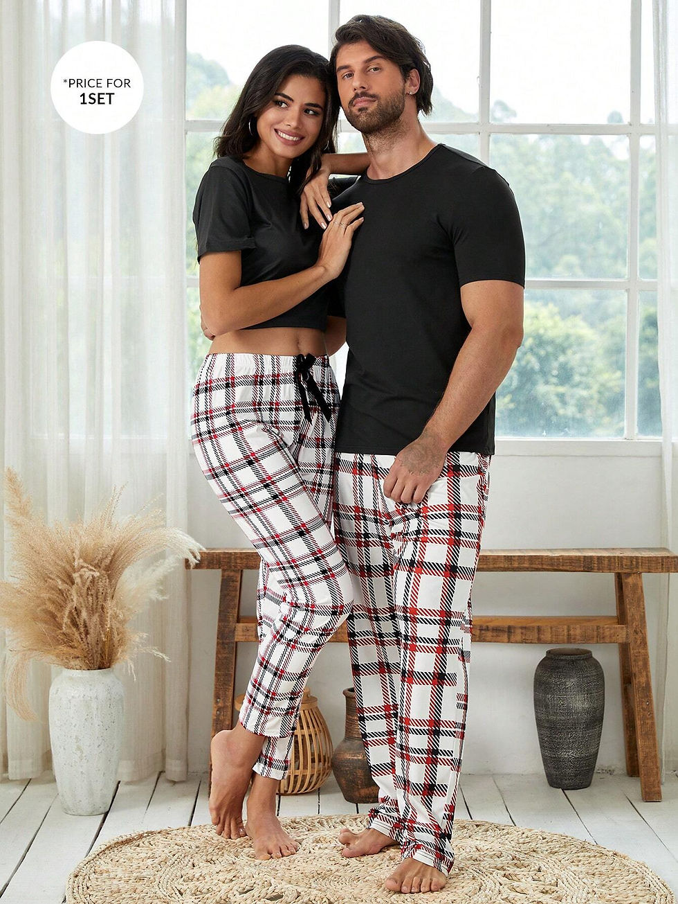 Thumbnail: Plaid Print PJ Set / Pajama Set