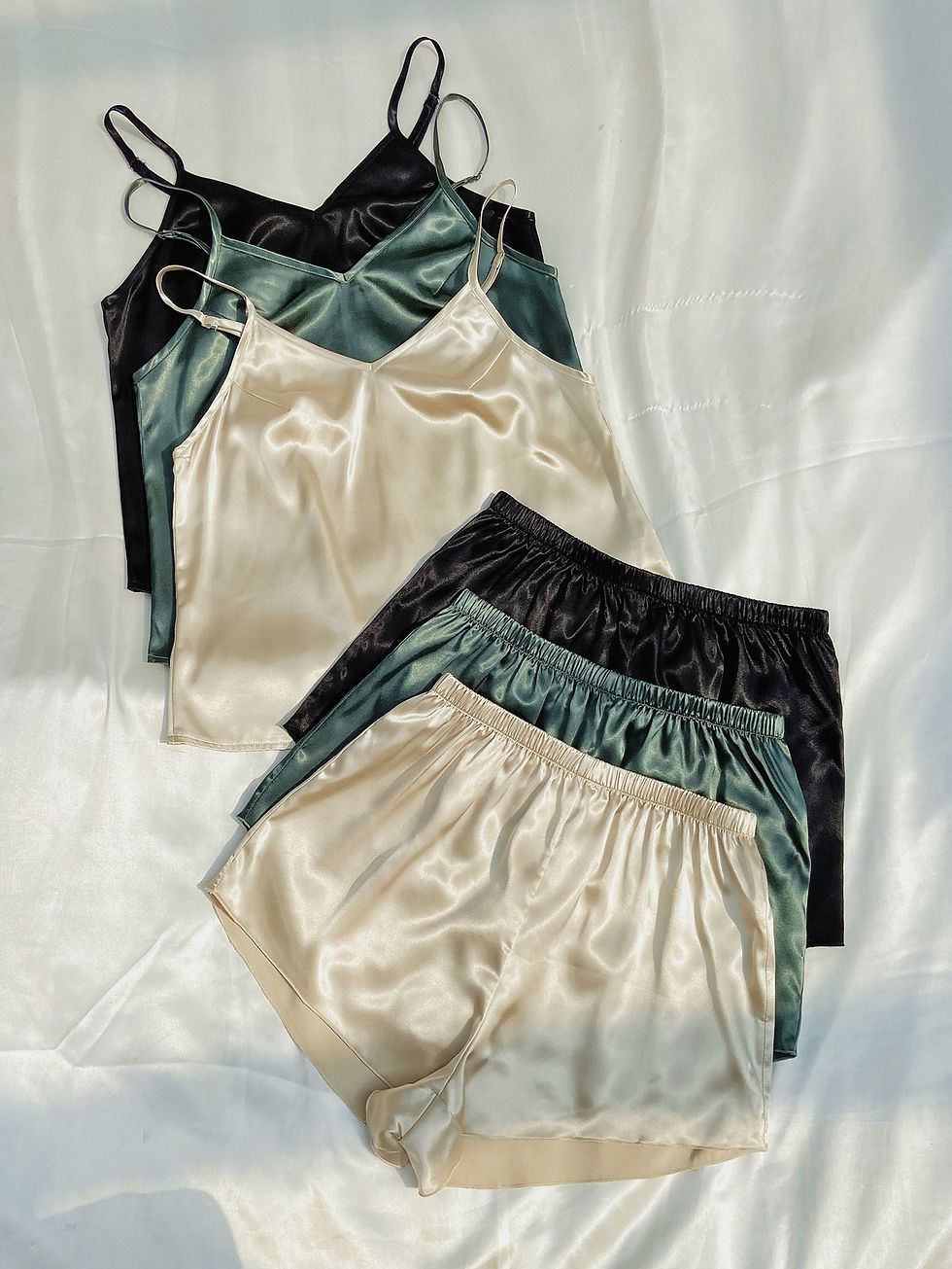 Thumbnail: 3pcs Solid Cami Top & Shorts PJ Set / Pajama Set