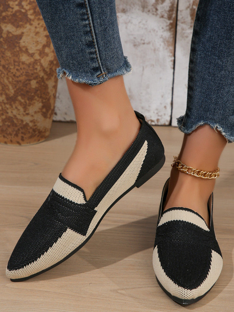 Thumbnail: New Fashion Mesh Shoes Spring Summer Pointed Knitted Breathable Single Shoes Fl
