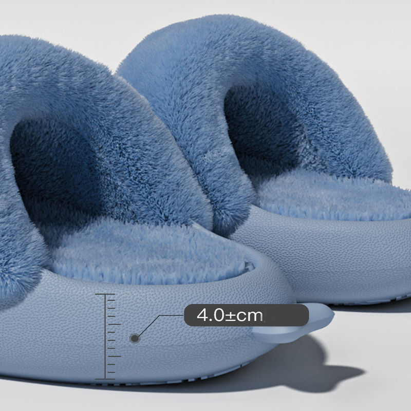 Thumbnail: Winter Shark Slippers Detachable Warm Fuzzy Slippers Bedroom House Shoes Women