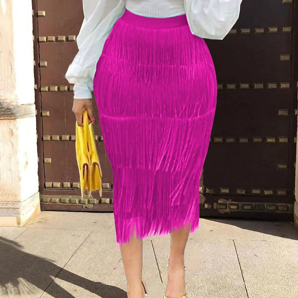 Thumbnail: Cute Tassel Skirt for Women Midi Pencil Package Hip Slim High Waist Tassel Skir