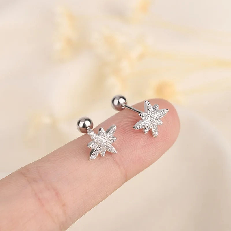 Miniatiūra: Korean 925 Silver Needles Tragus Piercing Helix Studs Earrings for Women 2Pc Bu