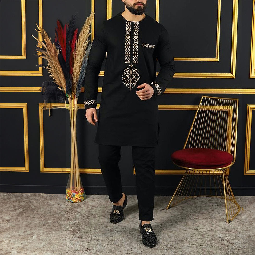 Thumbnail: 2023 African Men Dashiki Long Sleeve 2 Piece Set Traditional Outfit Africa Clot