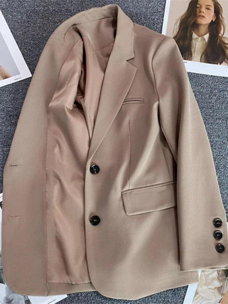 Thumbnail: 2023 Spring New Korean Fashion Small Suit Top Brown Suit Coat Women's Loose Str