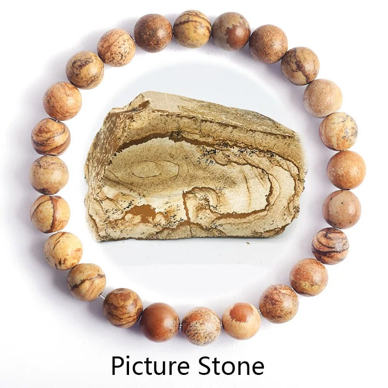 Thumbnail: Genuine Natural Stone Bracelet Man Natural Flower Green Gemstone Beads Jewelry 