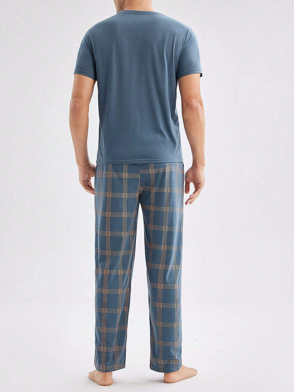 Thumbnail: Manfinity Underwear&Sleepwear Basics Men's Patchwork Pocketed Top & Plaid Pants