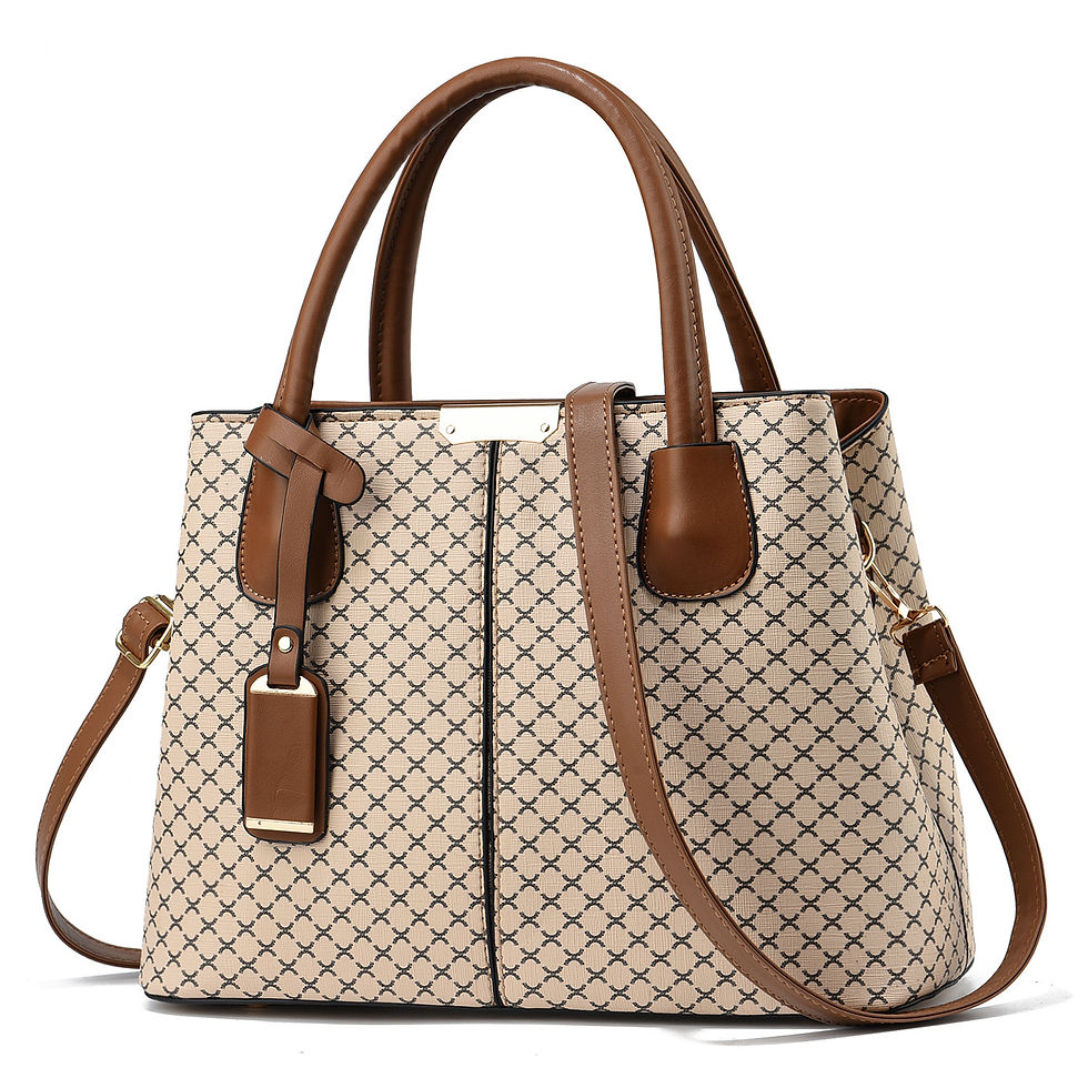 Thumbnail: Elegant Flower Plaid Handbag: Versatile, Secure Zippered Satchel with Adjustabl