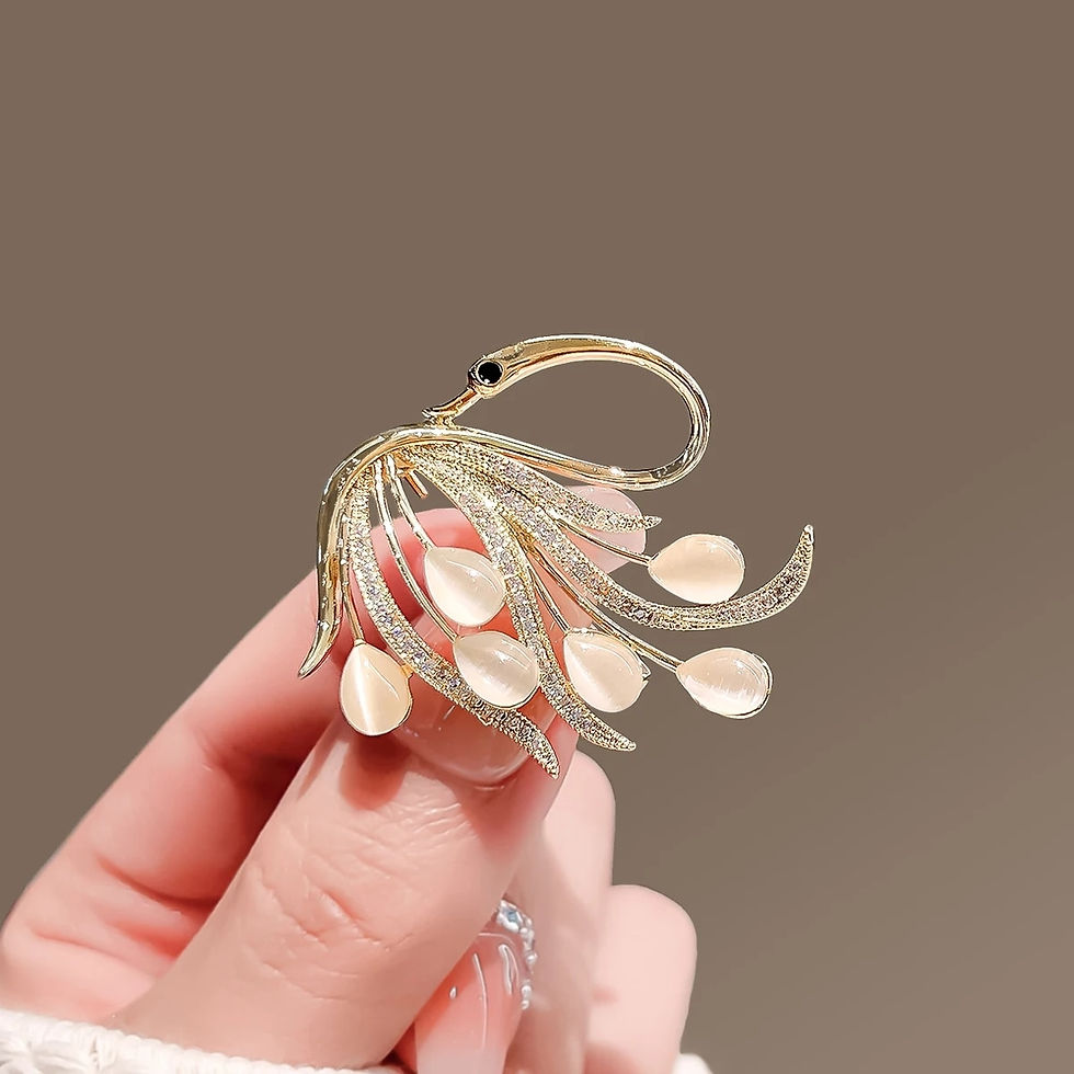 Thumbnail: Fashion Pearl Maple Leaf Rhinestone Brooches For Women Elegant Metal Fixed Clot