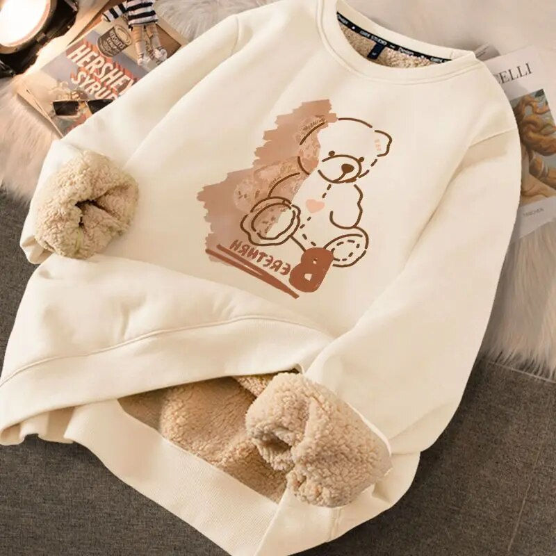 Miniatura: Women's Winter 2023 New Korean Style Fleece Sweater Oversize Sweatshirt Y2k Wom