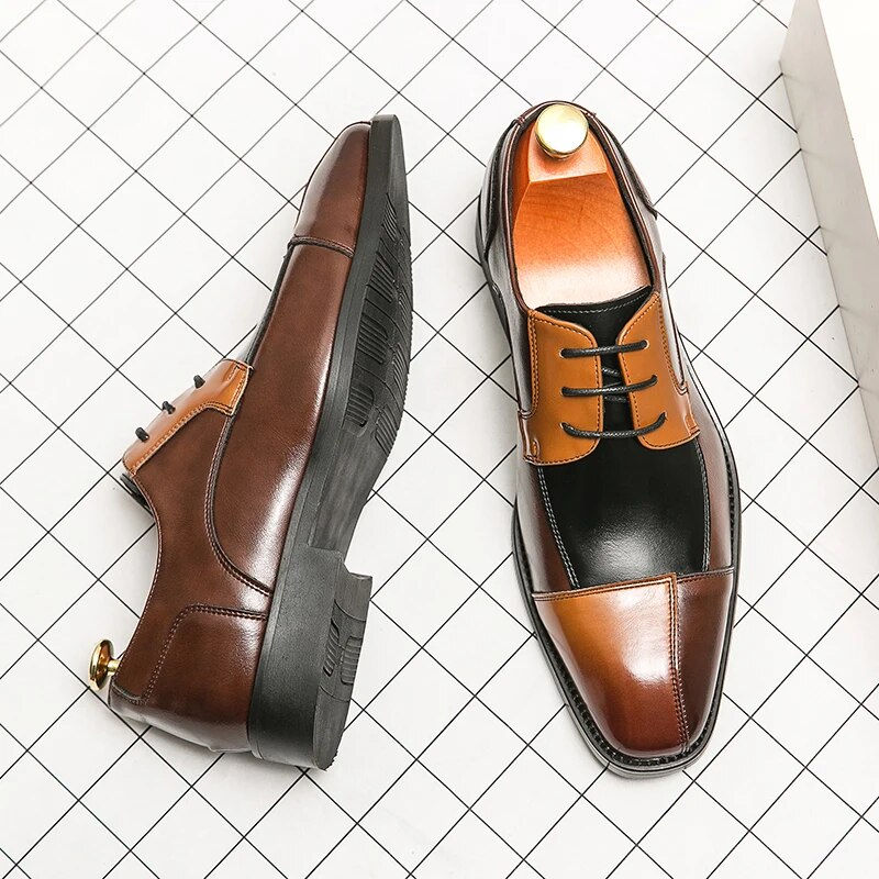 Imej kecil: Handmade Men's Wingtip Oxford Shoes Black Groom Wedding Shoes Men's Formal Leat