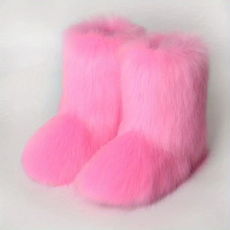 Miniaturbild: Y2K Fluffy Mid-calf Boots Winter Women Fashion Snow Boots Warm Cotton Shoes
