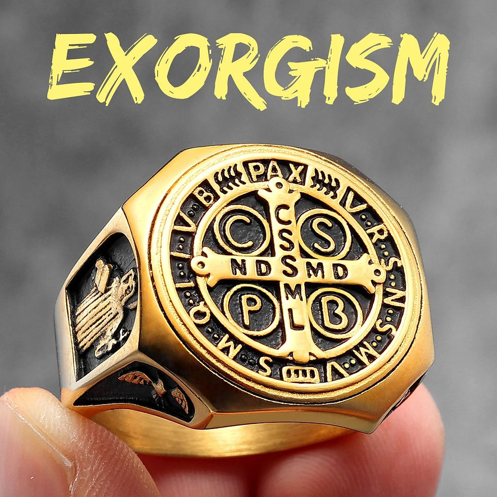 Thumbnail: Catholic Saint Benedict Exorcism Amulet  Men Rings Stainless Steel Women Jewelr