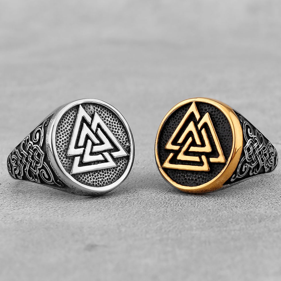 Thumbnail: Vintage Stainless Steel Viking Amulet Ring Norse Compass Runes Men and Women Ri