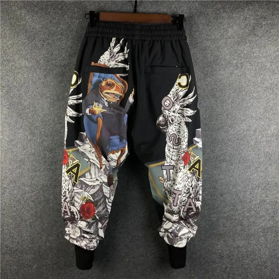 Thumbnail: Fashion Men Harem Joggers Patchwork Elastic Drawstring Street Hip Hop Pants Pri
