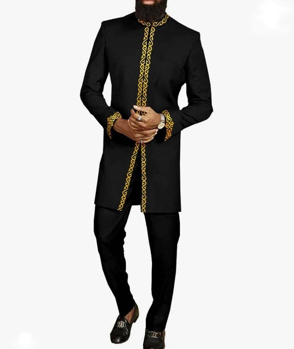 Thumbnail: Dashiki African Ethnic Men's Long-Sleeved T-Shirt Trousers Suit Personality Pri