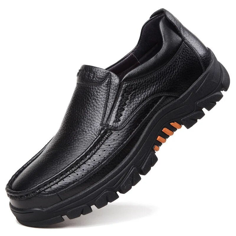 Thumbnail: 2023 Spring Autumn Genuine Leather Shoes Men's Loafers Soft Cow Casual New Brea