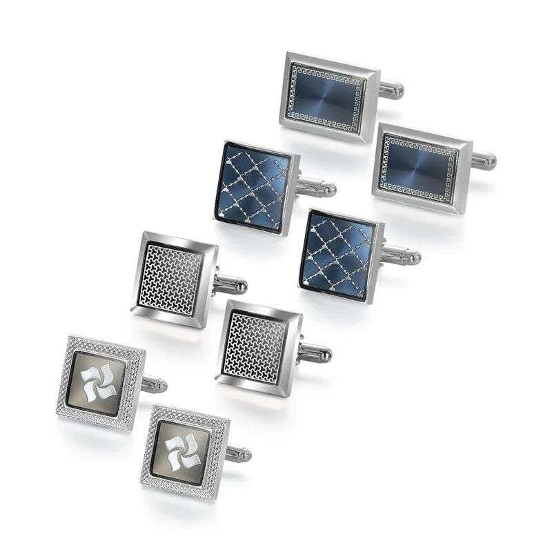 Miniaturebillede: 4 Pairs CuffLinks For Mens Wedding Souvenirs Guests Gift Man Shirt Cufflink Wit