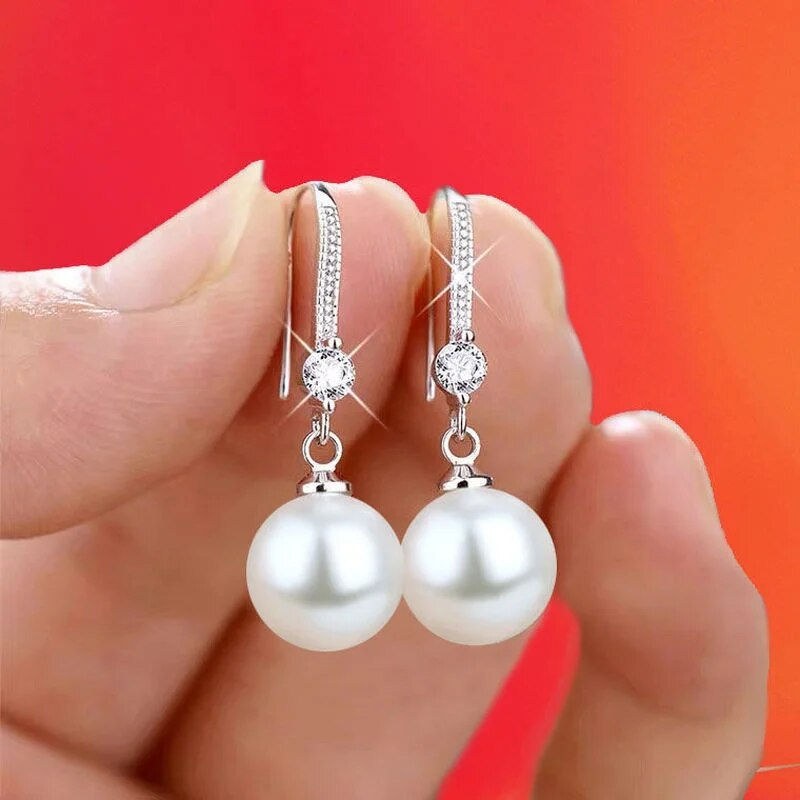 Miniatura: Exquisite Fashion Silver Color Water Imitation Pearls Drop Earrings for Women S