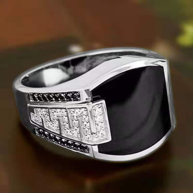 Thumbnail: New 2023 Metal Glossy Rings for Men Geometric Width Signet Square Finger Punk S
