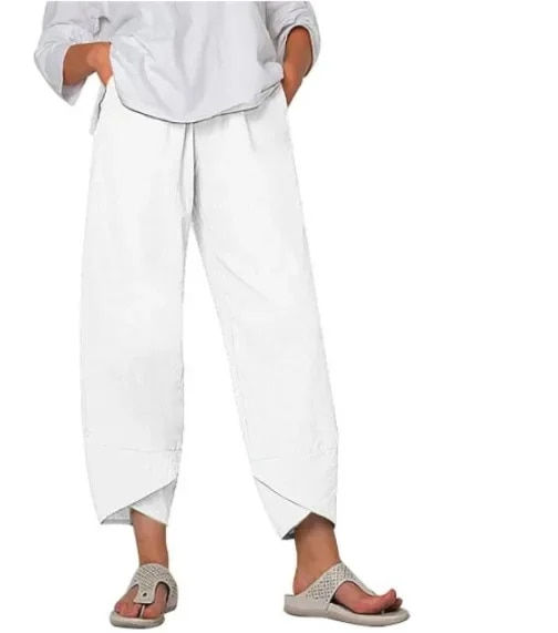 Thumbnail: Baggy Pants Woman Korean Fashion Elastic Waist Cotton Loose Casual  Ankle Trous