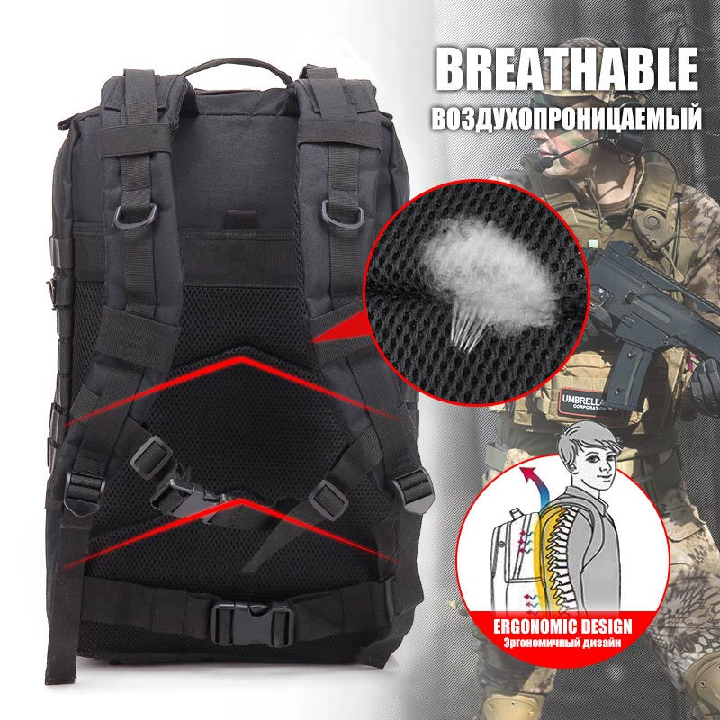 Thumbnail: QT&QY 30/45L Man Tactical Backpacks HkingTraveling Bags Survival Outdoor 3P Ass