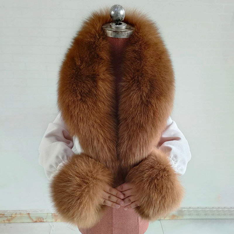 Thumbnail: Winter Natural Real Fox Fur Collar Fur Scarf Women Luxury Men Coat Jacket Fur S