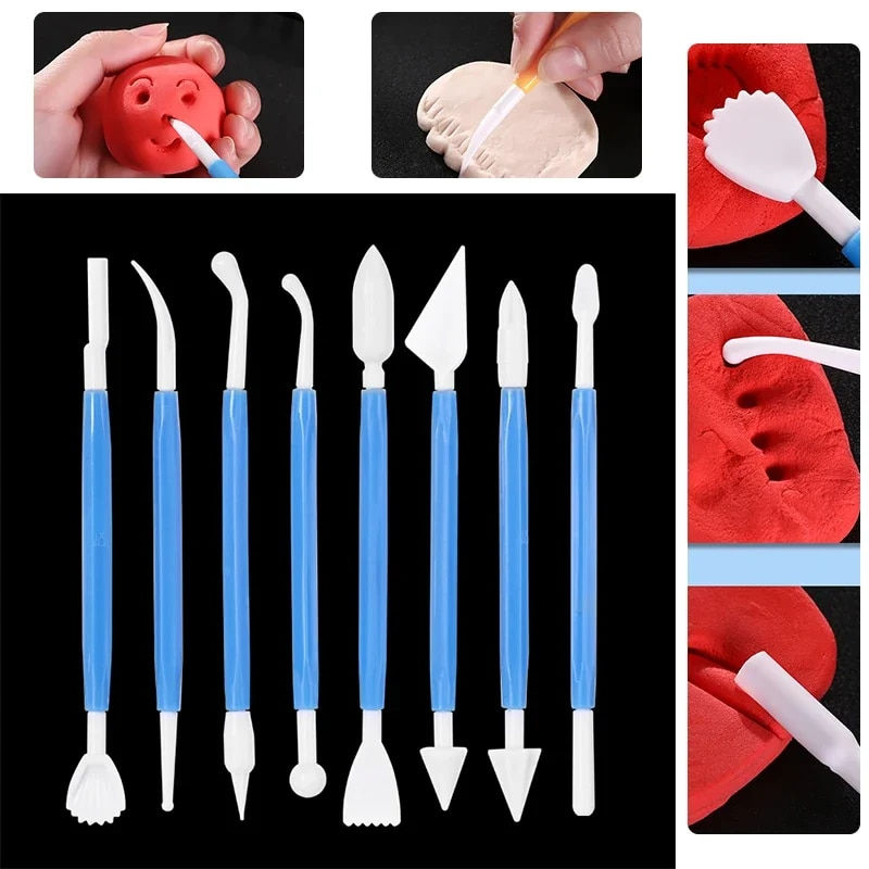 Thumbnail: 8pcs/Lot Plastic Poly form Sculpey Tools Set For Shaping Clay Play dough Toys C
