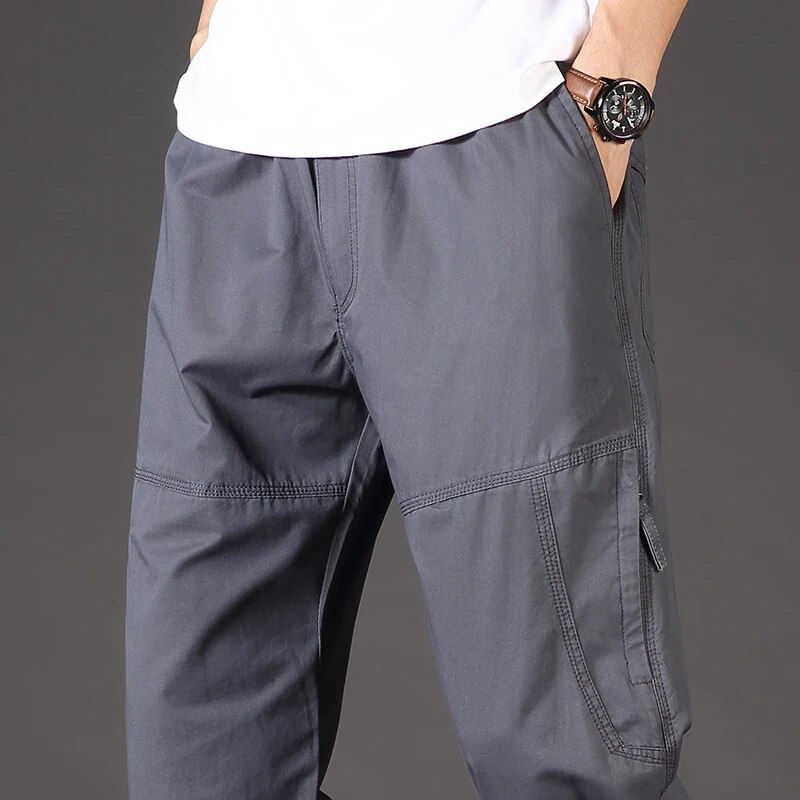 Thumbnail: Men's Overalls Cotton Cargo Pants Casual Sports Sweatpants Stretch Waist Work U