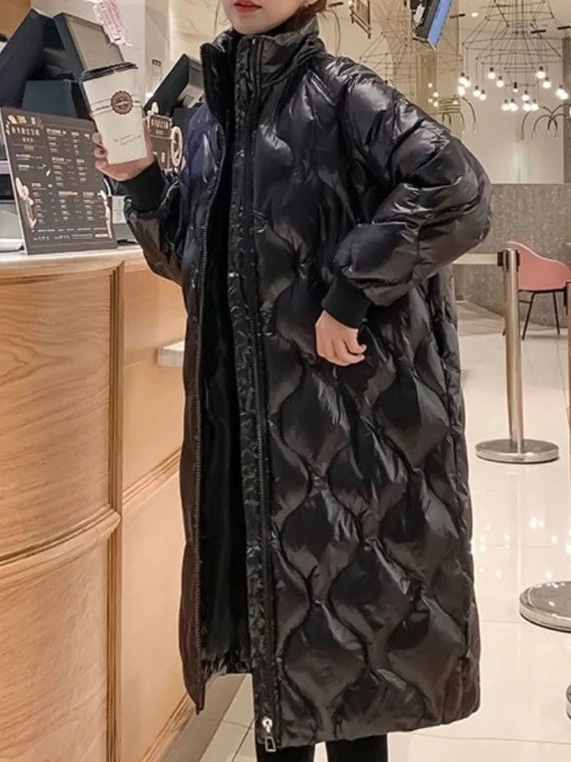 Miniatura: Winter Coat for Women Parka Women's Long Standing Collar 2022 Winter New Korean