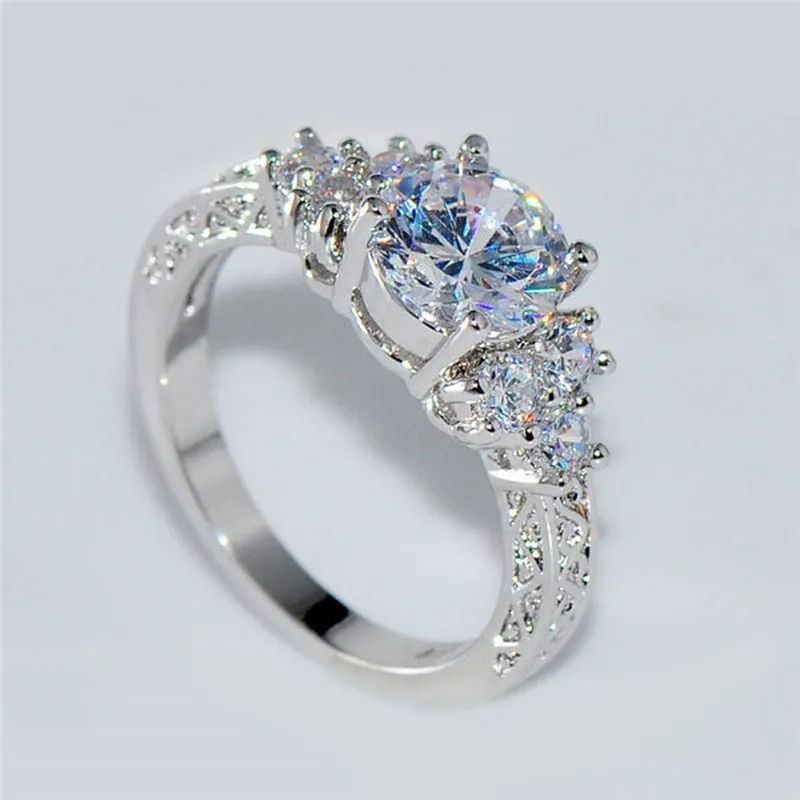 Thumbnail: Exquisite Fashion Silver Color Engagement Rings for Women Fashion White Zircon