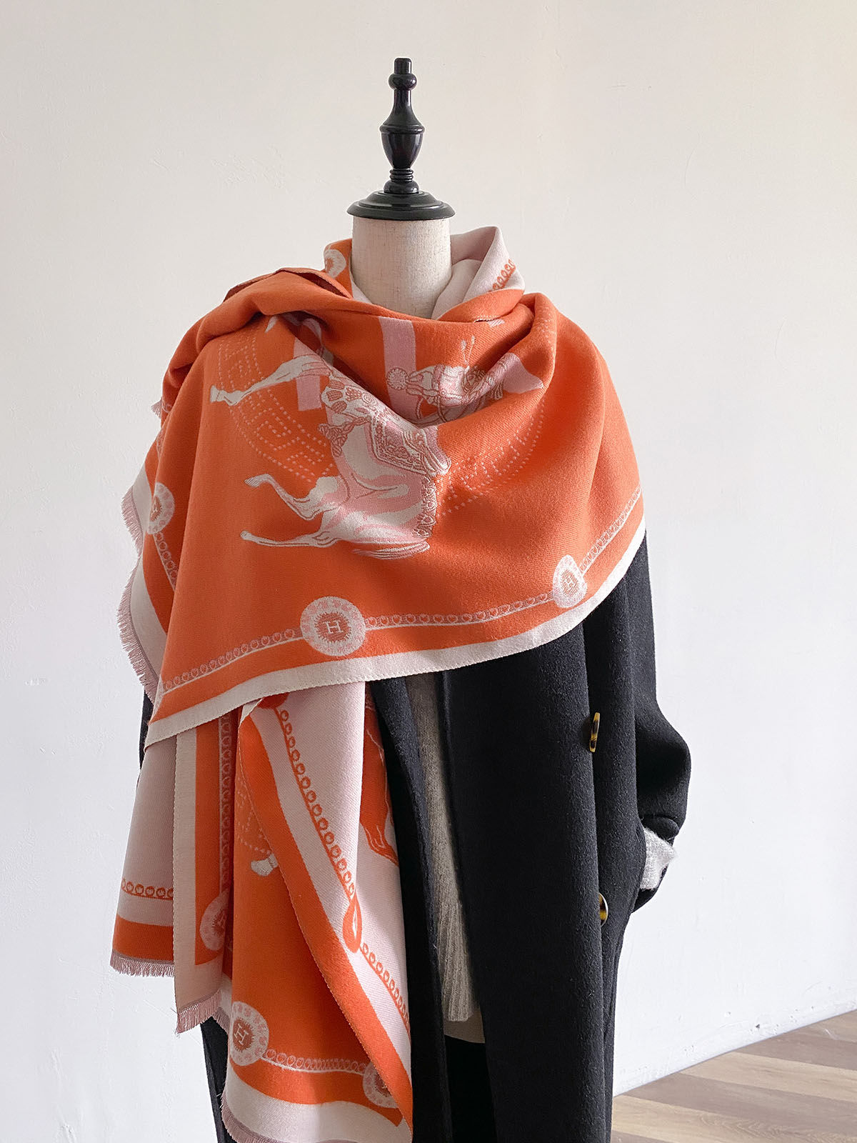 Winter women's horse print faux cashmere scarf fall and winter thickened fashio
