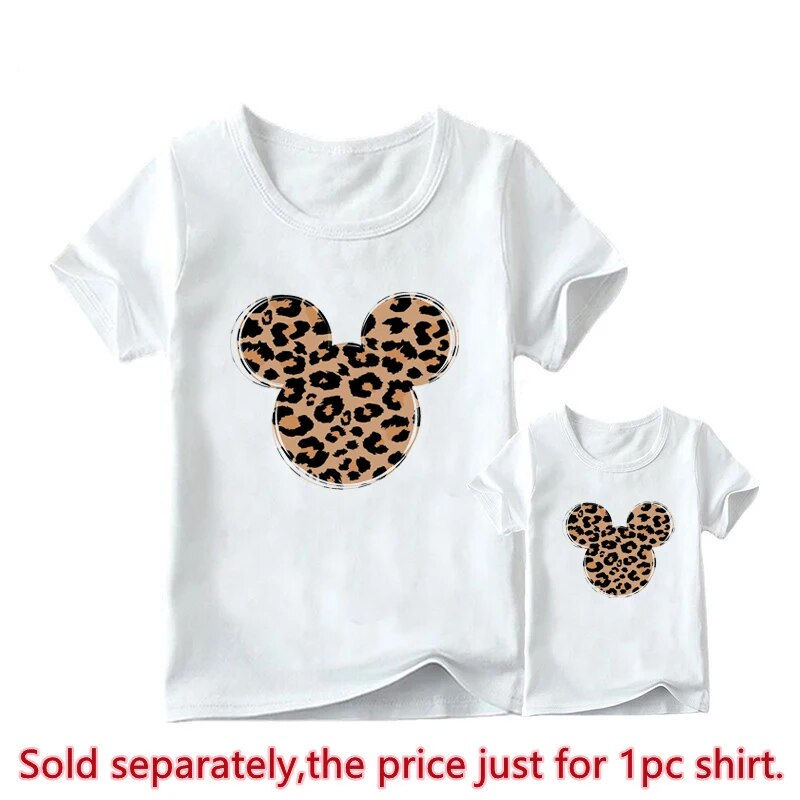 Thumbnail: New Leopard Minnie Mouse Print Kawai Mother Kids Family Matching Outfits Disney