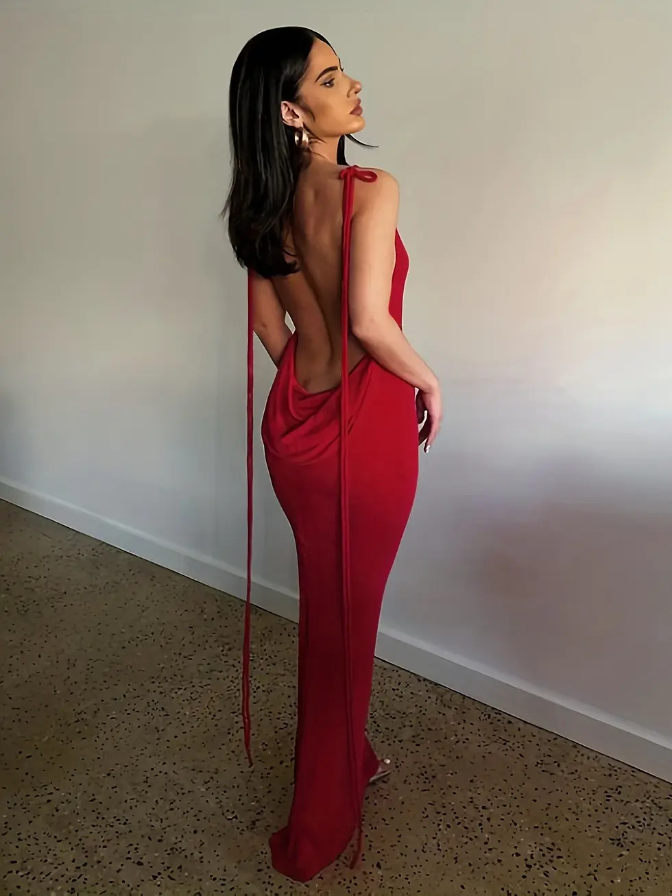 Miniatura: New Summer Fashion Sexy Strapless  Hang Neck Temperament Dress